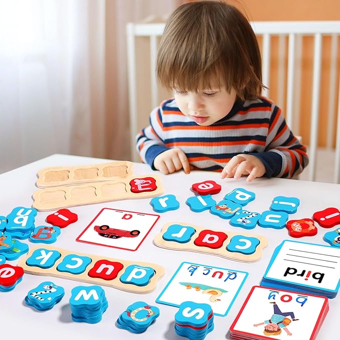 CVC Word Games 143pcs Flashcard CVC Word Reading Spelling Games Easter Basket Stuffer Montessori Educational Toy for Kids 2 3 4 5+ Years Old