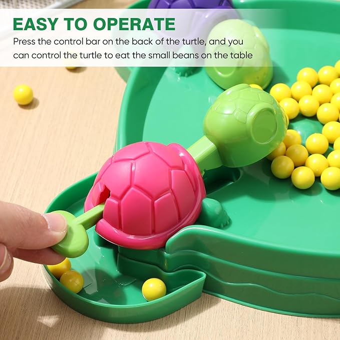 Alipis Turtle Board Game: Hungry Board Game for Kids - Table Bean Chessboard Pre-School Early Educational Toys for 4-2 Players, Ages 2+
