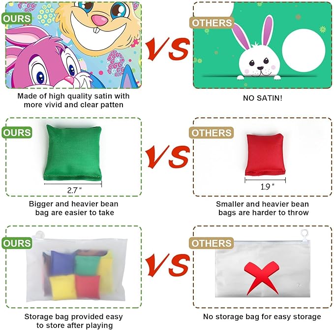 Easter Games, Funny Bunny Toss Game, with 4 Bean Bags, Premium Banner and Accessories, Easter Party Games for Kids Adults Family Outdoor, Party Activities Supplies