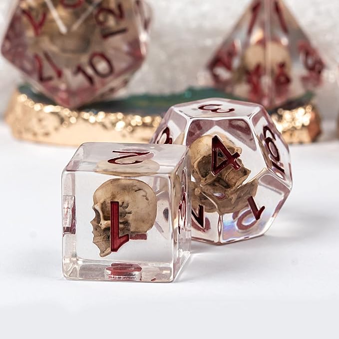 UDIXI Skull DND Dice Set, Resin D and D Dice Set Skull Dice Set D&D for RPG Dungeons and Dragons and Other Tabletop Games