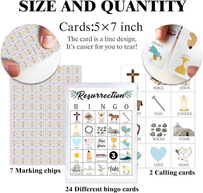 Bible Bingo Game, 24 Players Christian Sunday Church Bingo Cards for Women Men Party Favors for Family Open Day Friends Holiday Party Activities Supplies Party Decoration Bingo Game- JK0104