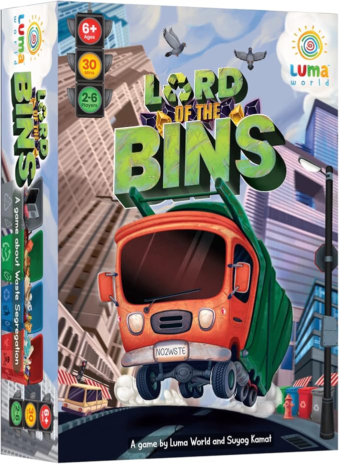 Luma World Lord of The Bins Dedicated Deck Family Strategy Card Game to Learn Sustainability, Waste Segregation, Protecting The Environment, Eco-Friendly, 30 mins, 2 to 6 Players