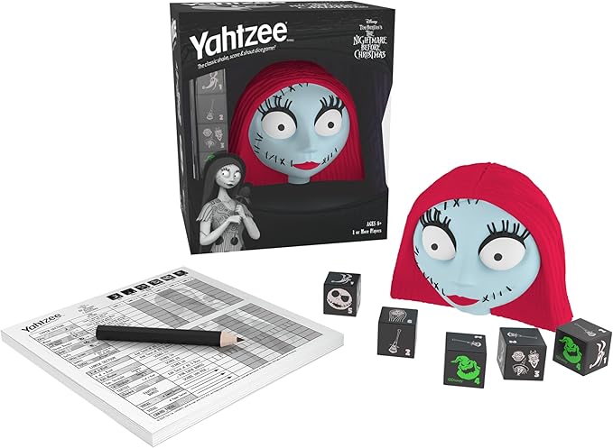 YAHTZEE: The Nightmare Before Christmas - Sally, Collectible Sally Dice Cup, Classic Dice Rolling Game Based on the Halloween Disney Classic, Great for Game Nights, Officially Licensed Merchandise