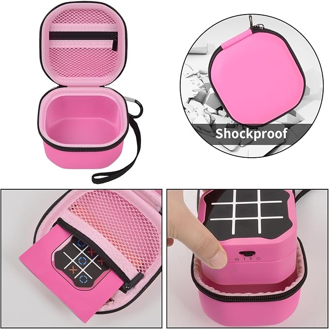 GWCASE Case Compatible with GiiKER Tic Tac Toe Bolt Game 3-in-1 Handheld Puzzle Console, Fidget Toys Board Games Storage Organizer Holder Box -Pink (Bag Only)