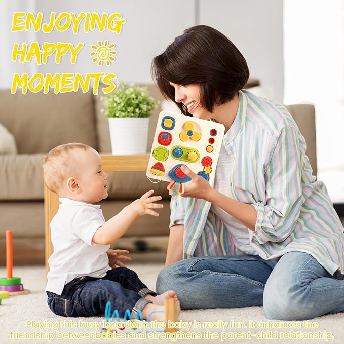 Montessori Busy Board Toy for 1-2 Year Old, Toddler Busy Toys with Music&Light, Busy Board for 1 Year Old,Toddler Educational Toys, Preschool Learning Activities Travel Toy for 1 2 3 4 Boys&Girls