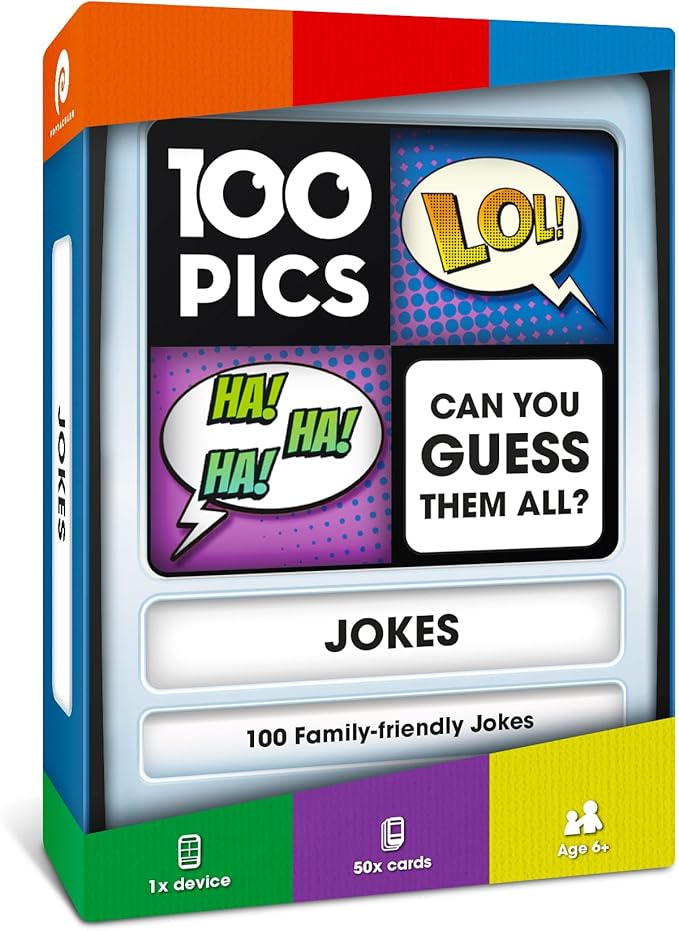 100 PICS Jokes Game | Kids Games | Card Games & Fun Travel Games | Toys & Games | Card Games for Adults and Kids | Family Games | Beach Games | Word Games | Kids Travel | Ages 6+