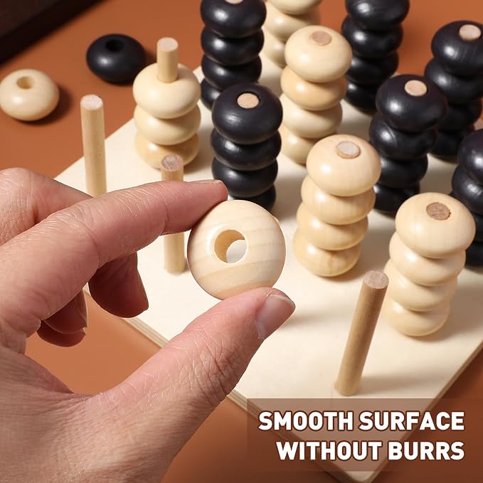 Wooden Board Game 1 Set Logical Training Toy Brain Teaser Toys 3D Four in a Row Game Table Games Brain Teaser Chess Puzzle for Desktop Aldult Parent-Child Wooden Backgammon