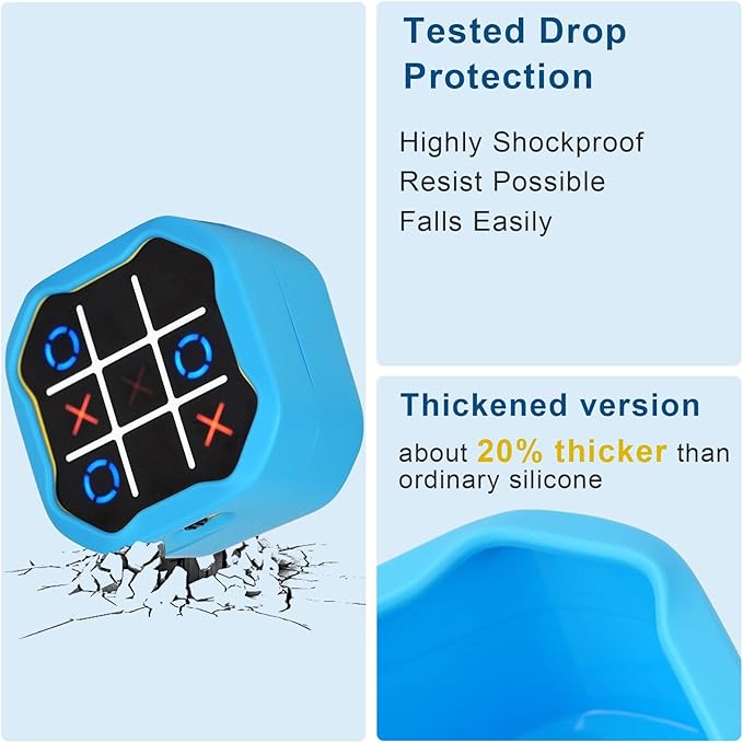 YouKnow Silicone Case Compatible with GiiKER Tic Tac Toe Bolt Game 3-in-1 Handheld Puzzle Game Console, Fidget Toys Board Games Cover for Kids and Adults (Case Only) (Blue)