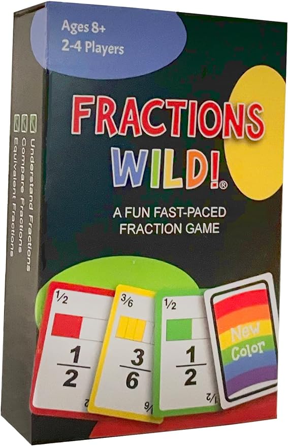 Fractions Wild - Match Fraction Number or Color to be The First to get rid of All Your Cards! Easy to Learn, Fun to pla Math Game for 3rd, 4th, 5th and 6th Grades.