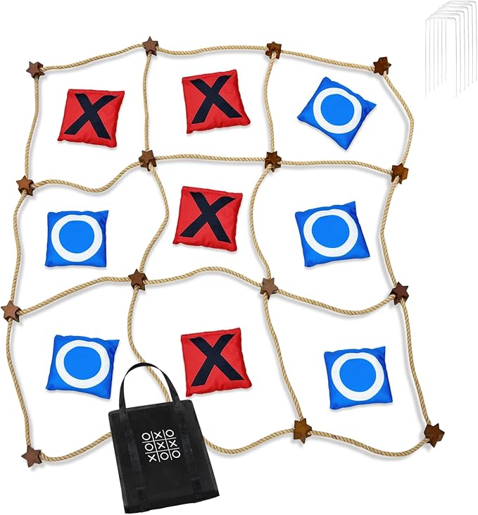 Giant Tic Tac Toe Outdoor Games,3ft x 3ft Portable Bean Bag Toss,Corn Corn Hole for Adults Kids,Backyard Lawn Camping