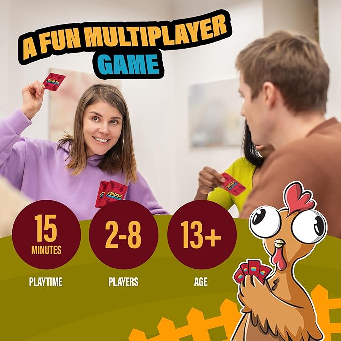 Chicken Challengers Card Game, Hilarious Games for Adults & Teens, New and Strategic Games for Adults and Family Game Night, 2-8 Players, Ages 13+, Travel-Friendly, 114 Cards