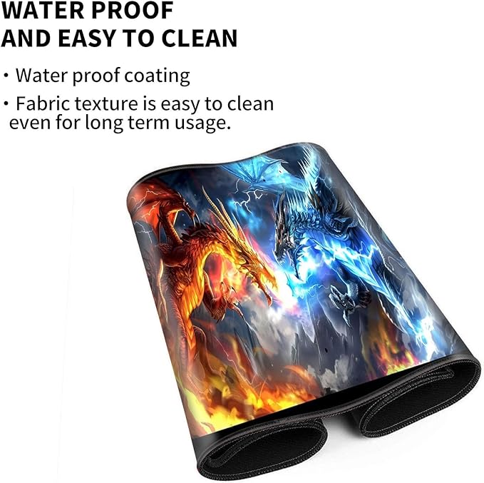 for MTG Playmat Trading Card Games, Non-Slip Rubber Smooth Surface with Stitched Edges, Durable Desk Pad for Card Games, Playmat Anime Playmat, Dragons Gather for Twin Dragon Battle