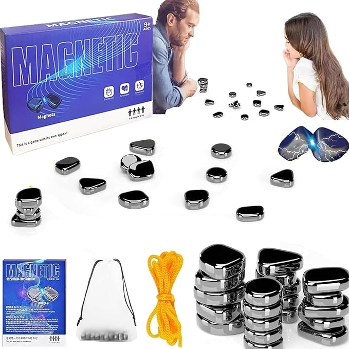 Magnetic Chess Game, Multiplayer Strategy Game with Stones, Party Travel Desktop Magnetic Game for Children and Adults, Puzzle Strategy Games