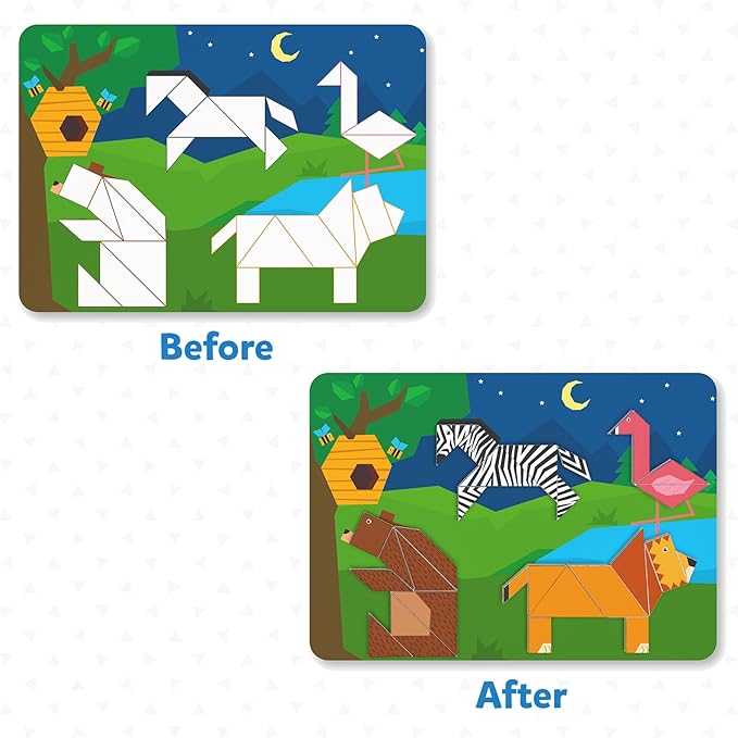 Skillmatics Tangram Sticker Puzzles - Educational Art & Craft Activity with 150+ Foam Tangram Stickers, Creative Toys & Games for Boys & Girls Ages 4, 5, 6, 7