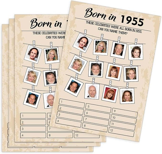 70th Birthday Party Games, Born in 1964 Games, Birthday Party Supplies for Adults, Fun 1955s Party Game，Pack of 30 Cards