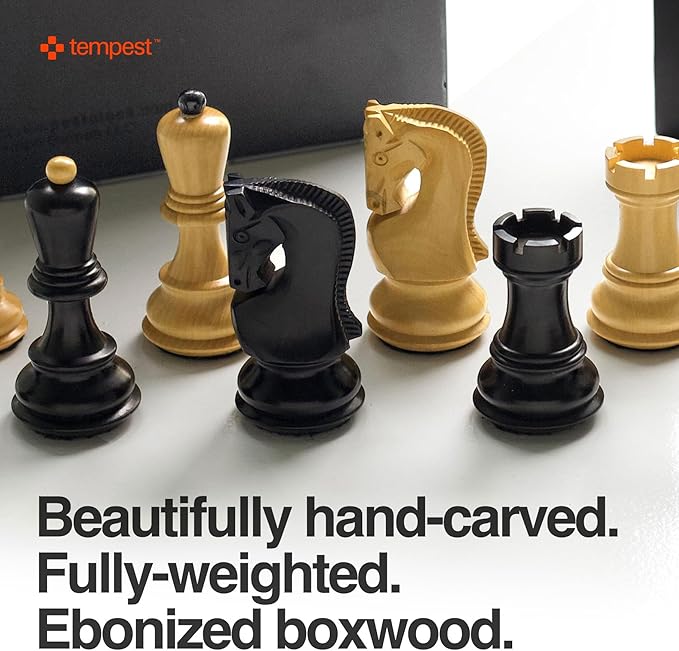 TEMPEST Zagreb 1959 Chess Ensemble (Without Clock) :: Wooden Chess Set + Hardwood Portable Chess Board + Weatherproof Carry-All Bag + Lacquer Storage Box + Scorebook