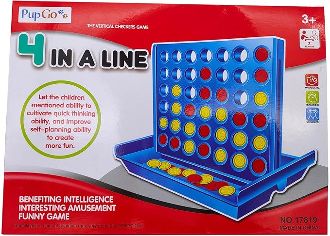 Pup Go 4 in a Row Game - 6 Spare Discs Included, Classic Board Game for Kids, Classic Four in a Row, Family Fun Games for Age 3 4 5 6 7 Year Old Boys Girls Adults, Line Up 4 (Standard)