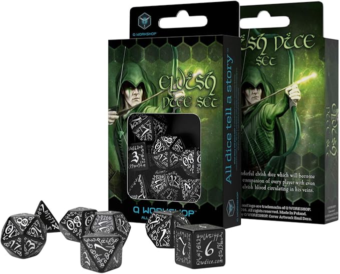 Elven Dice set Black/white (7) Board Game