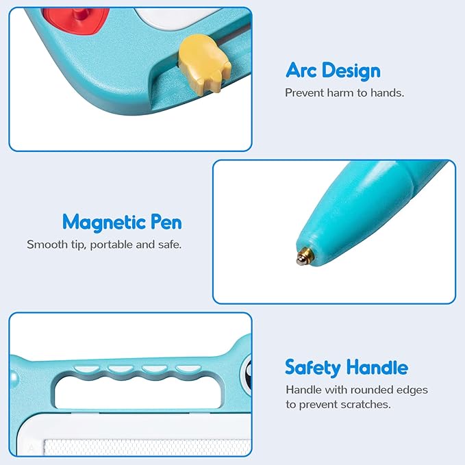 SGILE Toys for Kids, Magnetic Drawing Board for Early Learning, Color Erasable Doodle Writing Pad Gift for Baby Girls Boys, Painting Sketch Pad with Four Stamps for 3 4 5 Year Old Toddlers, Blue