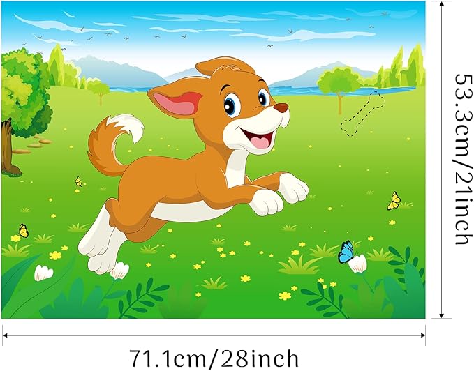 Morcheiong Pin The Tail on The Dog Birthday Party Game with 48pcs Bones, Give The Puppy A Bone Game for Kids' Dog Birthday Party Supplies