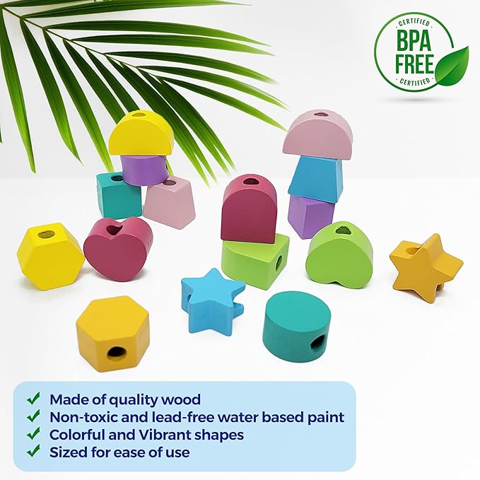 Jispring Puzzle Games for Dementia, 3-in-1 Color Matching Shapes, Wooden Shape Sorter for Alzheimers, Beads Sequencing for Elderly, Fidget Sensory Toys for Seniors, Keeping Hands Busy, Anxiety Relief
