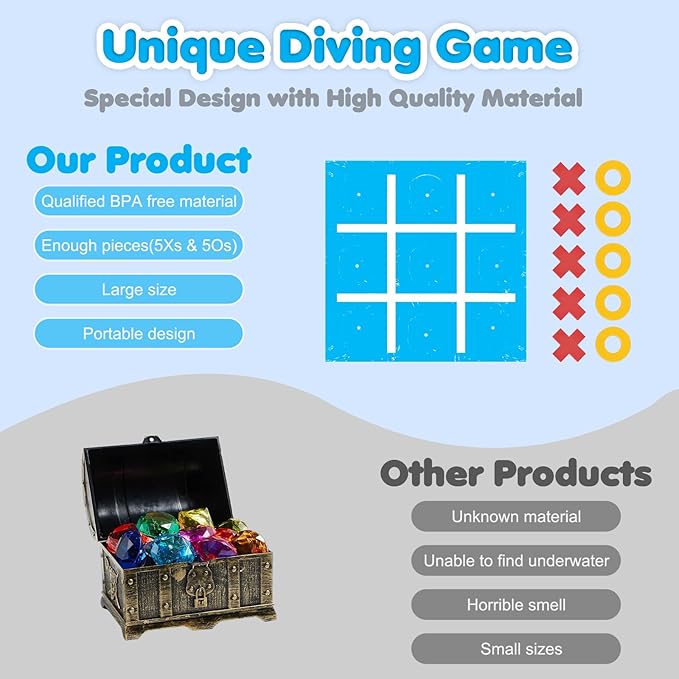 DGO Diving Tic Tac Toe Strategic Board Game for Kids and Family, Underwater Search and Find Board Game, Summer Party Favors, Classic Educational Toys Gifts for Boys & Girls Ages 6, 7, 8, 9 & Up