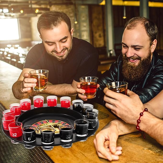Sosoport Shot Roulette Drinking Game Glass Roulette Shot Glass Roulette Drinking Game Set Party Games Supply for KTV Live House Bar