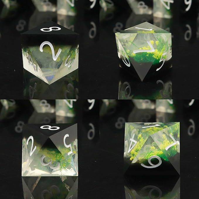 Haxtec DND Dice Set Sharp Edge Resin Dice Set with Dice Case, Flower D and D Dice, Polyhedral D&D Dice Set for Dungeons and Dragons TTRPGs DND Gift