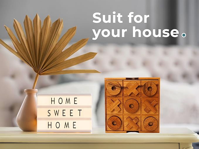 BSIRI Wooden Tic Tac Toe Game - Brain Teaser Puzzles for Adults Kids Games and Unique Gifts for Kids, Coffee Table Decor Living Room Decor Modern Wood Decor (5.5 Inch)