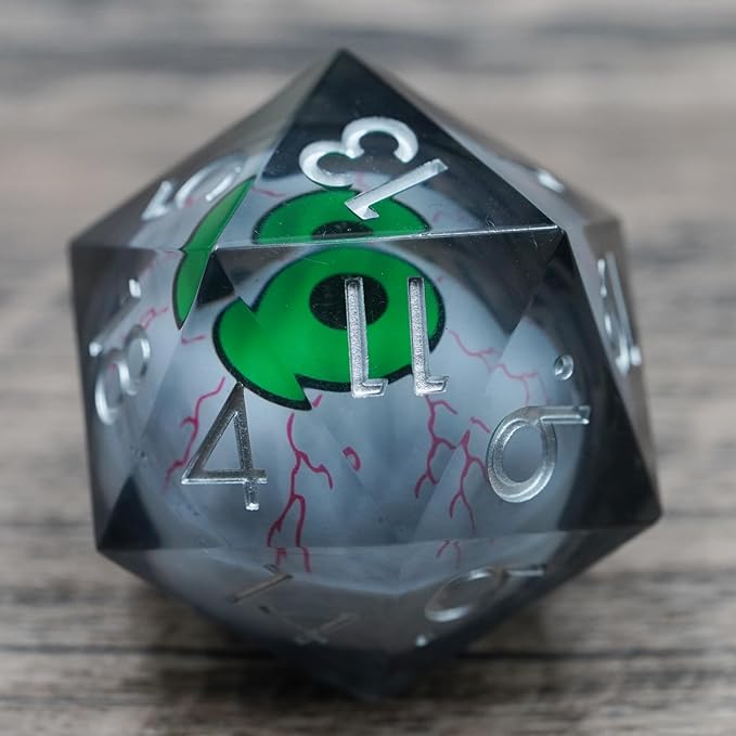Dungeons and Dragons DND Dice D20, Moving Eyeball Liquid Core Dice Set D&D 33MM Oversized D20 Single Sharp Edge Resin dice with Gift Case, Polyhedral Dice for Role Playing Game