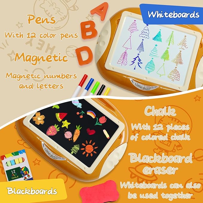 Toys for 1-2 Year Old Girls, Toddler Girl Toys with Magnetic Letters and Numbers, Learning and Educational Toys for 1 2 Year Old, Girls Birthday Christmas Gifts (Creamy Orange)