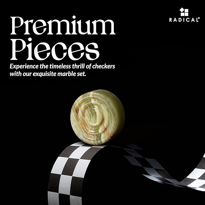 Radicaln Marble Checker Figures 1.25'' Inches White and Green Onyx Handmade Classis Board Game Checkers Draughts Board Game Accessories