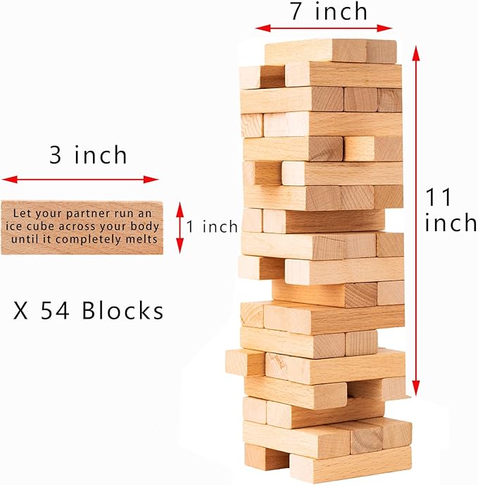 2025 Fun Valentine's Day Gift - 54 Fun Stacking Blocks, Romantic Game: Talking, Daring, Challenge for Date Night Anniversary