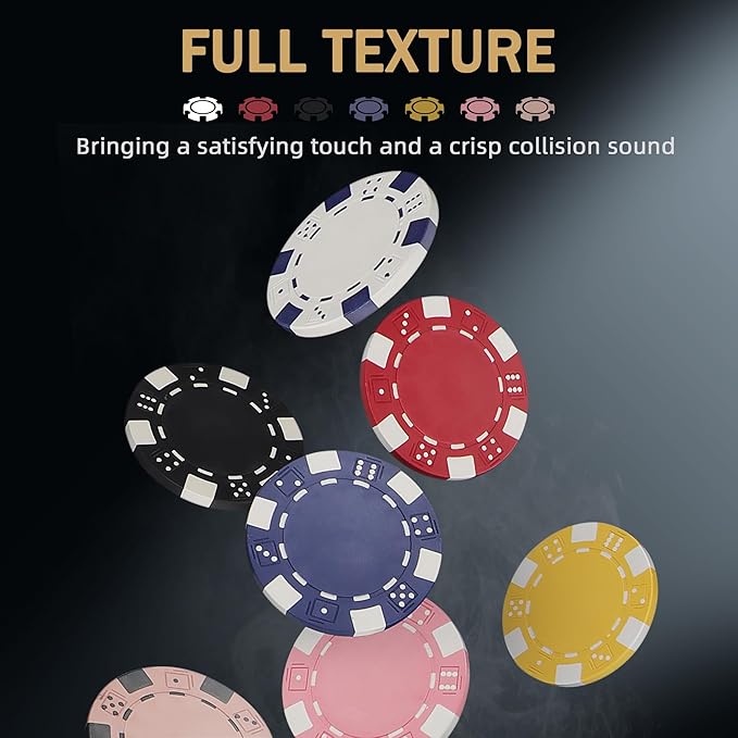 Poker Chips,Poker Chips Set for Card Board Game,11.5 Gram,for Texas Hold'em, Blackjack,Card Club or Late Night Poker Games