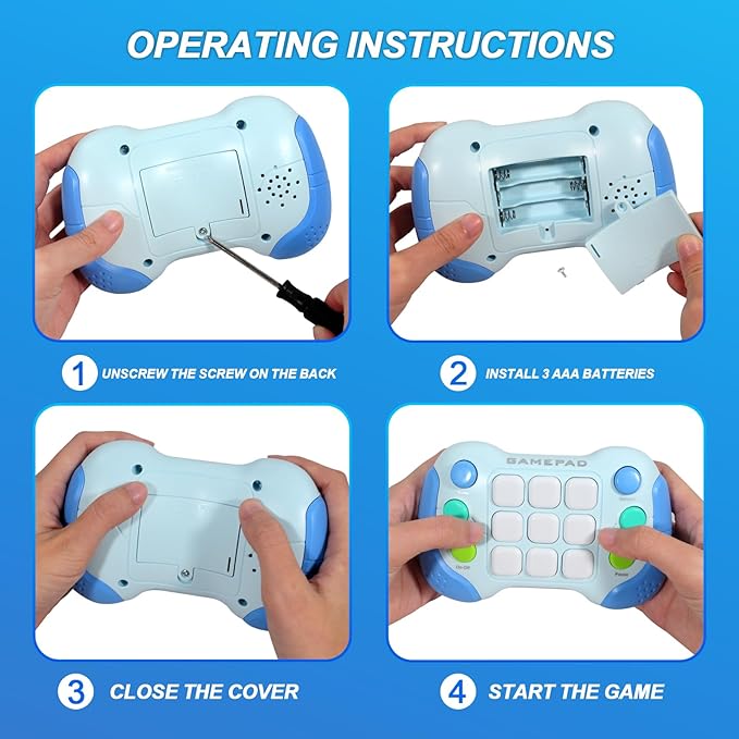 Fast Push Bubble Game, Quick Push Pop Light Up Game, Handheld Pro Game Machine Toys for Kids, Sensory Fidget Toys, 5 Modes Birthday Gifts for 6 7 8 9 Year Old Boys & Girls