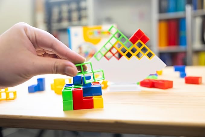 48 Pcs Tetra Tower Game - Balance Game for Kids & Adults - Tetra Tower Stacking Board Game for Parties & Travel - Stack Attack Game - Family Game for 2 Players