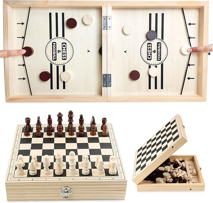 Fast Sling Puck Game Paced, Table Desktop Battle,Winner Board Games Toys for Adults Parent-Child Interactive Chess Toy Board Table Game (Large-Foldable)