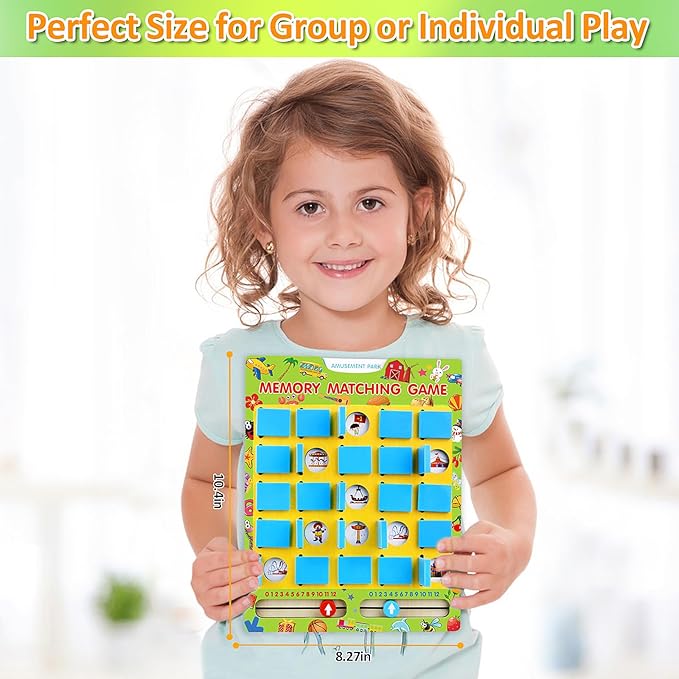 Matching Memory Game for Kids Ages 4-8, Flip to Win Wooden Board Games, Toddler Travel Toys for 3 4 5 6 7 8 Years Old Boys Girls, Road Trip Essentials, Airplane, Car Activity Easter Gifts