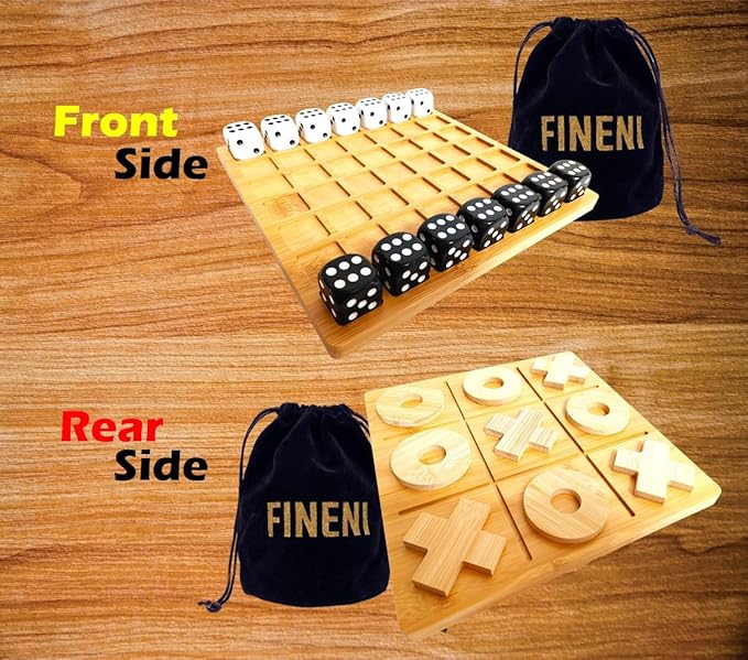 Dice Battle and TicTacToe Dual Sides Board Games, Wooden Coffee Table Games for Adults, 2 Player Best Bar Dice Games, Indoor Tabletop Game & 2 Players Wood Table Top Dice Game (Dual(2)/Log)