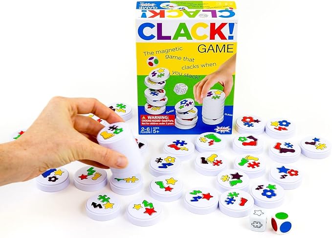 AMIGO Games Clack! Categories - Exciting Kids Magnetic Stacking Game for 2-8 players Ages 7+ | Fun, Educational, & Fast-Paced Family Game