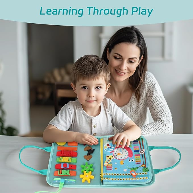 Busy Board Montessori Toys for Boy Girl Birthday Gifts, Busy Book Learning Sensory Easter Toys for Toddlers, Toddler Travel Autism Educational Activities Fine Motor Skills