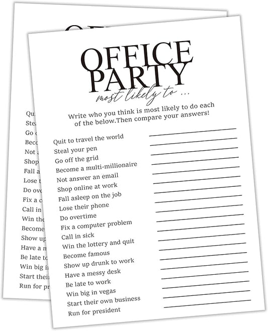 Tuyashua Office Party Most Likely to Games, Work Party Games, Team Building Group Office Game, Work Happy Hour Idea, Great for Coworker Game or Adult Trivia Game, Set of 30 Game Cards - OP03