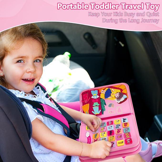 Busy Board Montessori Toys for 1-6 Year Old Toddler, Birthday Gift for Boys Girls, Busy Book for Plane Car Travel, Preschool Learning Activities Educational Toy for Learning Fine Motor Skills