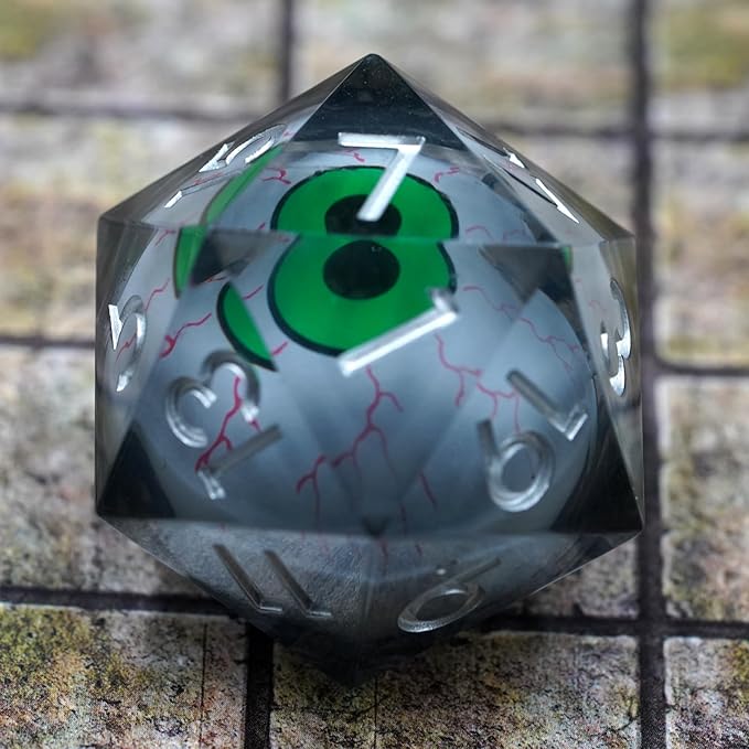 Dungeons and Dragons DND Dice D20, Moving Eyeball Liquid Core Dice Set D&D 33MM Oversized D20 Single Sharp Edge Resin dice with Gift Case, Polyhedral Dice for Role Playing Game