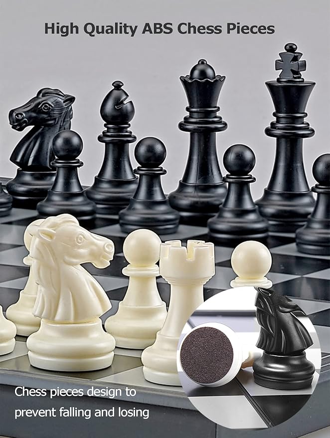 Travel Chess Set 3 in 1-10 Inch Chess Checkers Backgammon Set Magnetic - Travel Board Games Portable Travel Games
