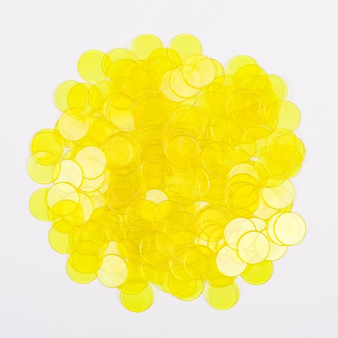 Regal Bingo Plastic Bingo Chips 1000 Pcs - Clear Transparent Counters Game Chips Set for Board Game - Fun Family Bingo Night - 3/4 Inch Yellow Color