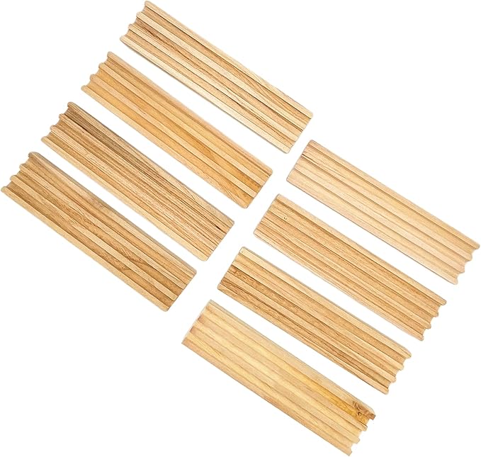 Wooden Domino Racks/Trays Set of 8 Natural Domino Trays Holders Organizer for Mexican Train Chickenfoot and Other Domino Games - Dominoes NOT Included