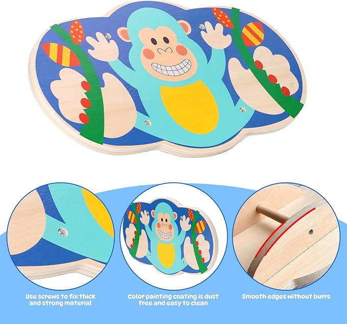 Wobble Balance Board for Kids Wooden Rocker Board Load 123Lbs, Active Play and Exercise for Toddler