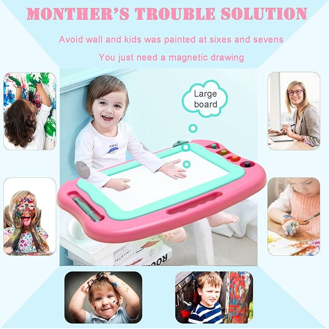 Magnetic Drawing Board Magna Kids Doodle Board,Toddler Toys for Girls Boys 3 4 5 6 7 Year Old,Large Etch A Gifts Sketch Board Colorful Magnet Erasable Pad