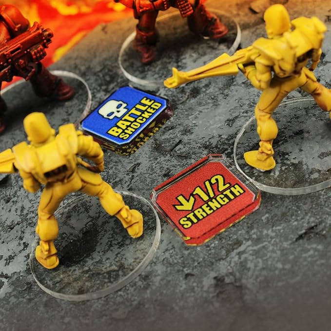 LITKO Upgrade Tokens | Compatible with Warhammer 10th Edition | Half-Strength | Battle Shocked | Wound | Movement | Modifier | WH40Kv10 (Half Strength/Battle Shocked)